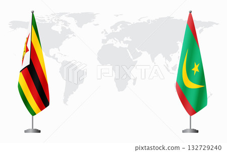 Zimbabwe and Mauritania flags for official meeting 132729240