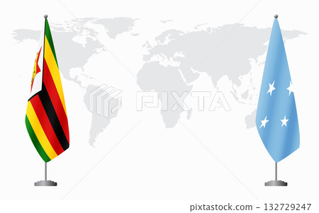 Zimbabwe and Micronesia flags for official meeting 132729247