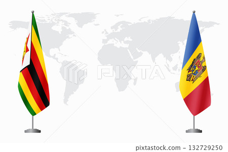 Zimbabwe and Moldova flags for official meeting Zimbabwe and Moldova flags for official meeting 132729250