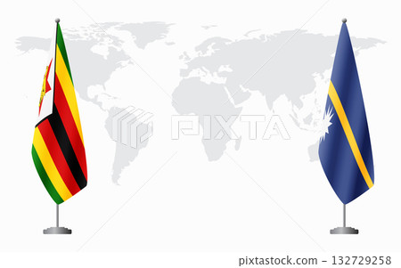 Zimbabwe and Nauru flags for official meeting Zimbabwe and Nauru flags for official meeting 132729258