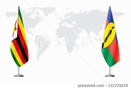 Zimbabwe and New Caledonia flags for official meeting Zimbabwe and New Caledonia flags for official meeting 132729259