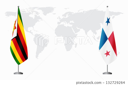 Zimbabwe and Panama flags for official meeting Zimbabwe and Panama flags for official meeting 132729264