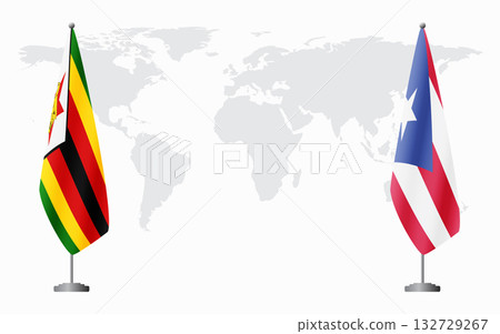 Zimbabwe and Puerto Rico flags for official meeting 132729267