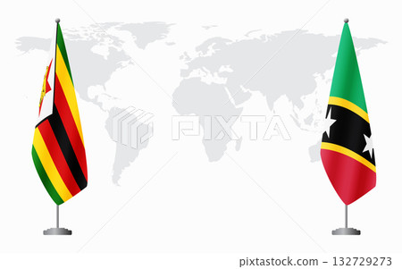 Zimbabwe and Saint Kitts and Nevis flags for official meeti Zimbabwe and Saint Kitts and Nevis flags for official meeti 132729273