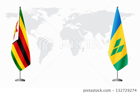 Zimbabwe and Saint Vincent and the Grenadines flags for off 132729274