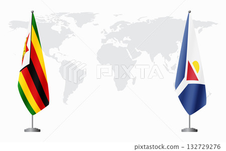 Zimbabwe and Saint Martin flags for official meeting 132729276