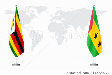Zimbabwe and Sao Tome and Principe flags for official meeti Zimbabwe and Sao Tome and Principe flags for official meeti 132729279