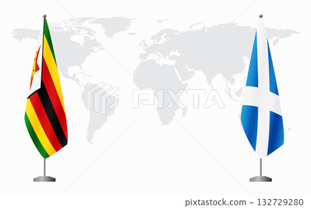 Zimbabwe and Scotland flags for official meeting 132729280
