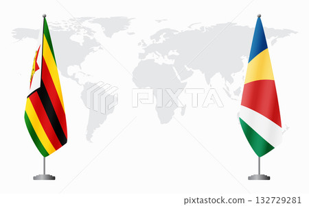 Zimbabwe and Seychelles flags for official meeting 132729281