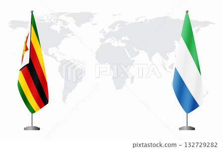 Zimbabwe and Sierra Leone flags for official meeting 132729282