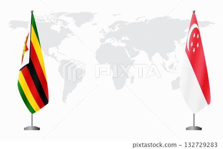 Zimbabwe and Singapore flags for official meeting 132729283