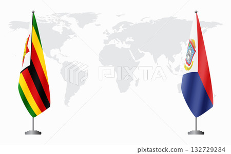 Zimbabwe and Sint Maarten flags for official meeting Zimbabwe and Sint Maarten flags for official meeting 132729284