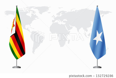 Zimbabwe and Somalia flags for official meeting 132729286