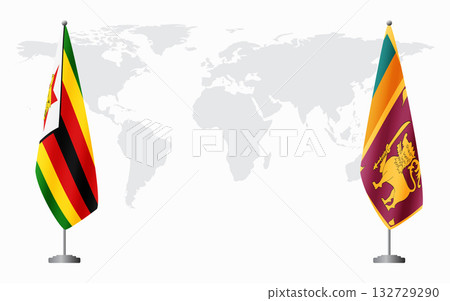 Zimbabwe and Sri Lanka flags for official meeting Zimbabwe and Sri Lanka flags for official meeting 132729290
