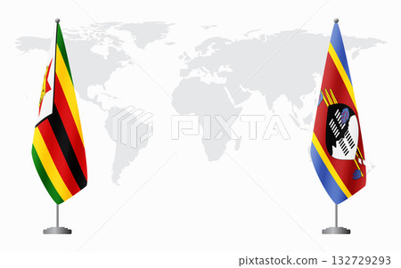 Zimbabwe and Kingdom of eSwatini - Swaziland flags for offi 132729293