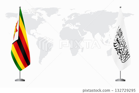 Zimbabwe and Afghanistan flags for official meeting 132729295