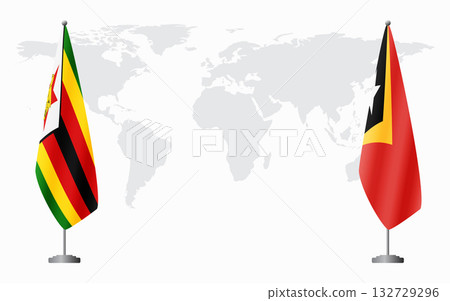 Zimbabwe and East Timor flags for official meeting 132729296