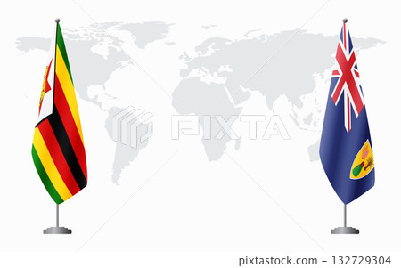 Zimbabwe and Turks and Caicos flags for official meeting Zimbabwe and Turks and Caicos flags for official meeting 132729304