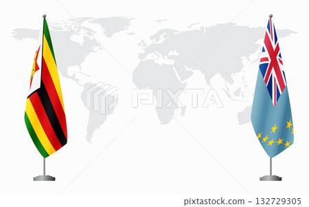 Zimbabwe and Tuvalu flags for official meeting 132729305