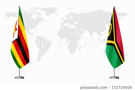 Zimbabwe and Vanuatu flags for official meeting 132729309