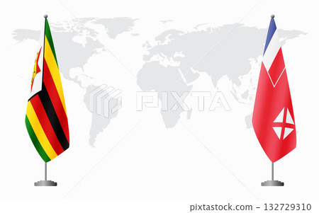 Zimbabwe and Wallis and Futuna flags for official meeting Zimbabwe and Wallis and Futuna flags for official meeting 132729310