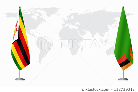 Zimbabwe and Zambia flags for official meeting 132729312