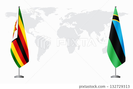 Zimbabwe and Zanzibar flags for official meeting 132729313