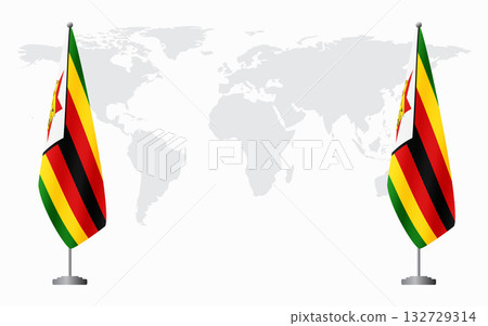Zimbabwe and Zimbabwe flags for official meeting 132729314