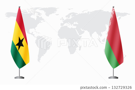 Ghana and Belarusian flags for official meeting 132729326