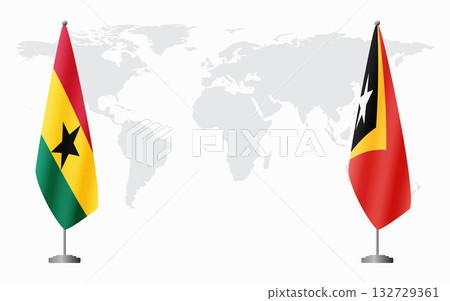 Ghana and Timor-Leste flags for official meeting 132729361