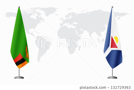 Zambia and Saint Martin flags for official meeting Zambia and Saint Martin flags for official meeting 132729363