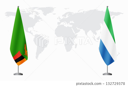 Zambia and Sierra Leone flags for official meeting 132729378
