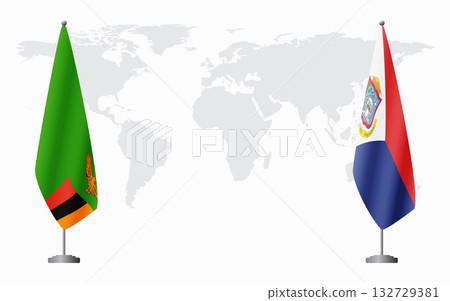 Zambia and Sint Maarten flags for official meeting 132729381