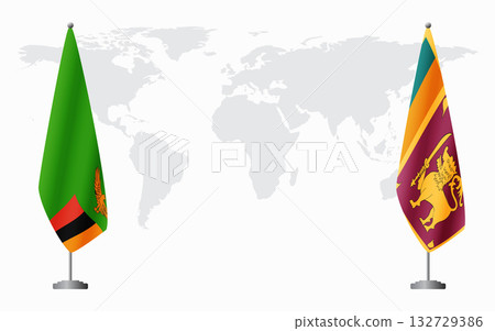 Zambia and Sri Lanka flags for official meeting Zambia and Sri Lanka flags for official meeting 132729386