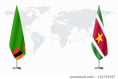 Zambia and Suriname flags for official meeting Zambia and Suriname flags for official meeting 132729387
