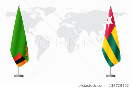 Zambia and Togo flags for official meeting 132729392