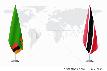 Zambia and Trinidad and Tobago flags for official meeting Zambia and Trinidad and Tobago flags for official meeting 132729395