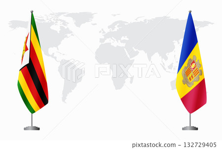 Zimbabwe and Andorra flags for official meeting 132729405
