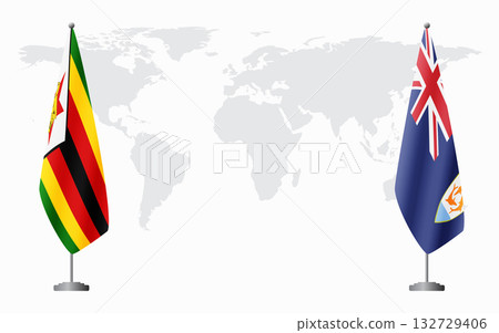 Zimbabwe and Anguilla flags for official meeting 132729406
