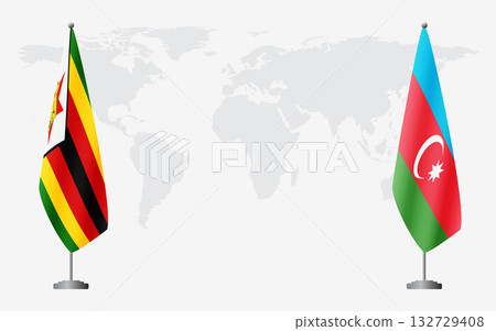 Zimbabwe and Azerbaijan flags for official meeting 132729408