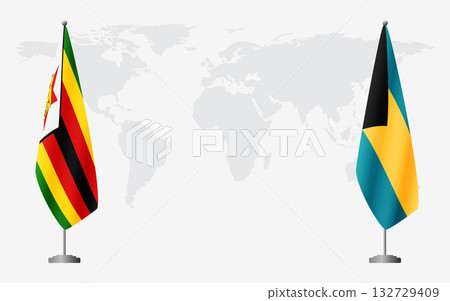 Zimbabwe and Bahamas flags for official meeting 132729409