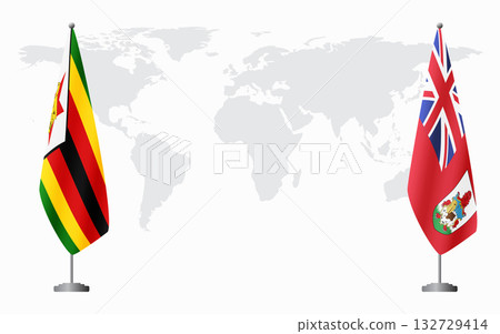 Zimbabwe and Bermuda flags for official meeting 132729414