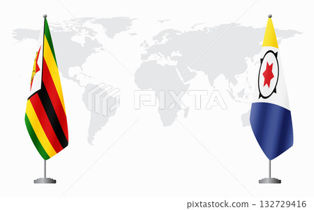 Zimbabwe and Bonaire flags for official meeting 132729416