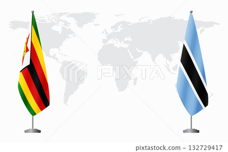 Zimbabwe and Botswana flags for official meeting Zimbabwe and Botswana flags for official meeting 132729417