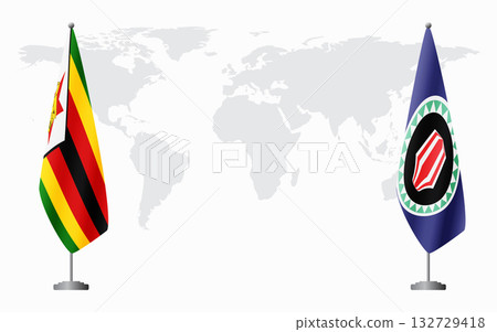 Zimbabwe and Bougainville flags for official meeting 132729418
