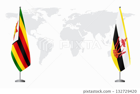 Zimbabwe and Brunei flags for official meeting 132729420