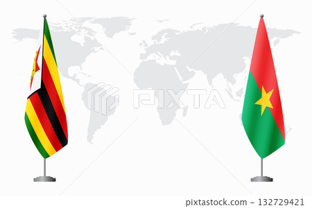 Zimbabwe and Burkina Faso flags for official meeting 132729421