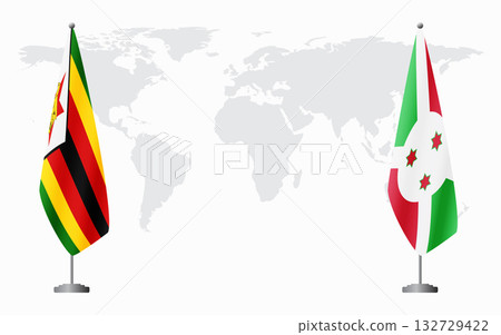 Zimbabwe and Burundi flags for official meeting 132729422