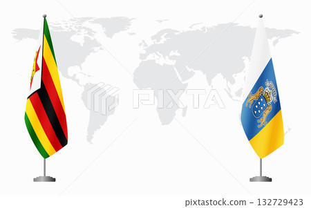 Zimbabwe and Canary Islands flags for official meeting 132729423