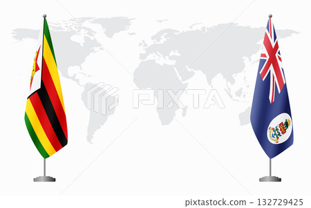 Zimbabwe and Cayman Islands flags for official meeting 132729425